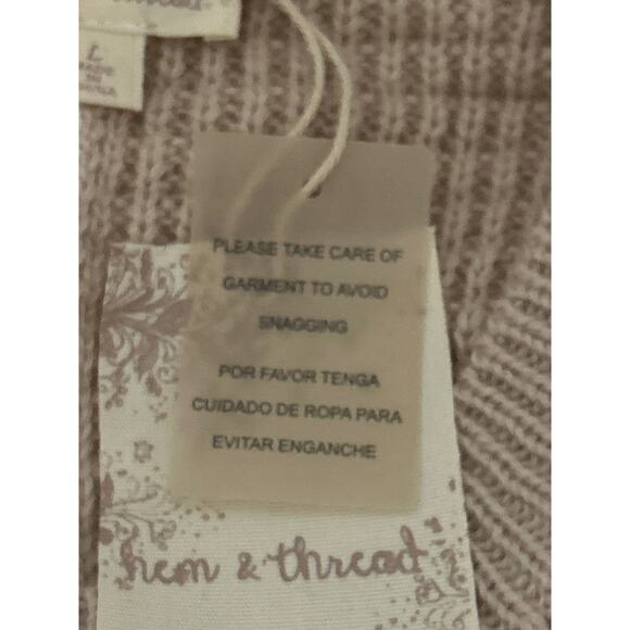Hem & Thread Boutique Knit Sweater Tan and Cream Size Large Color Block NWT - Picture 6 of 7